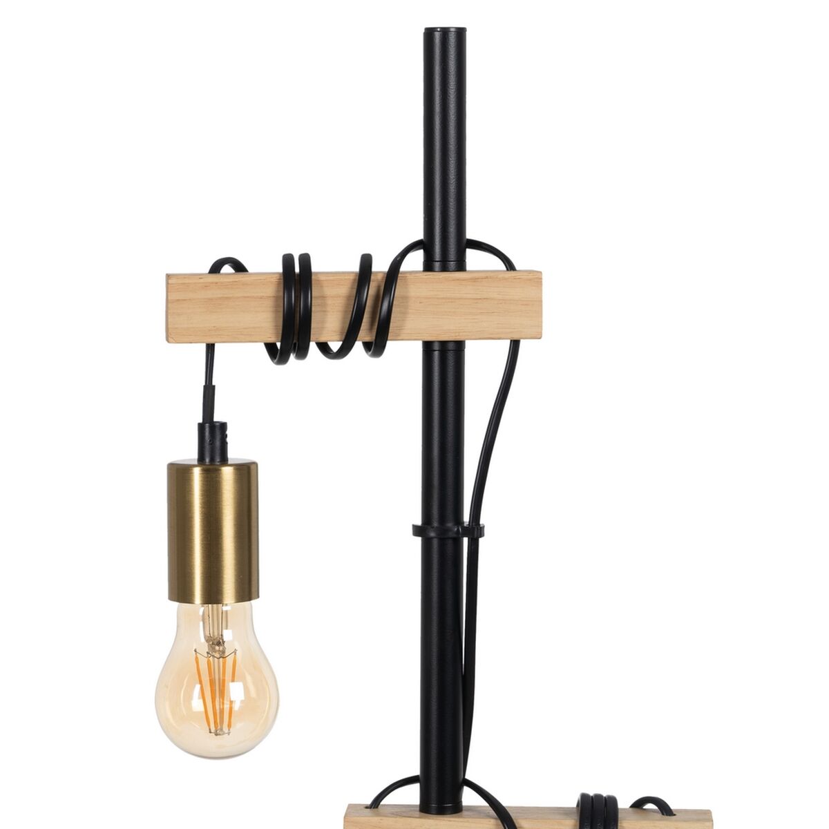 Gulvlampe Sort Beige Træ Jern 26 x 26 x 149 cm